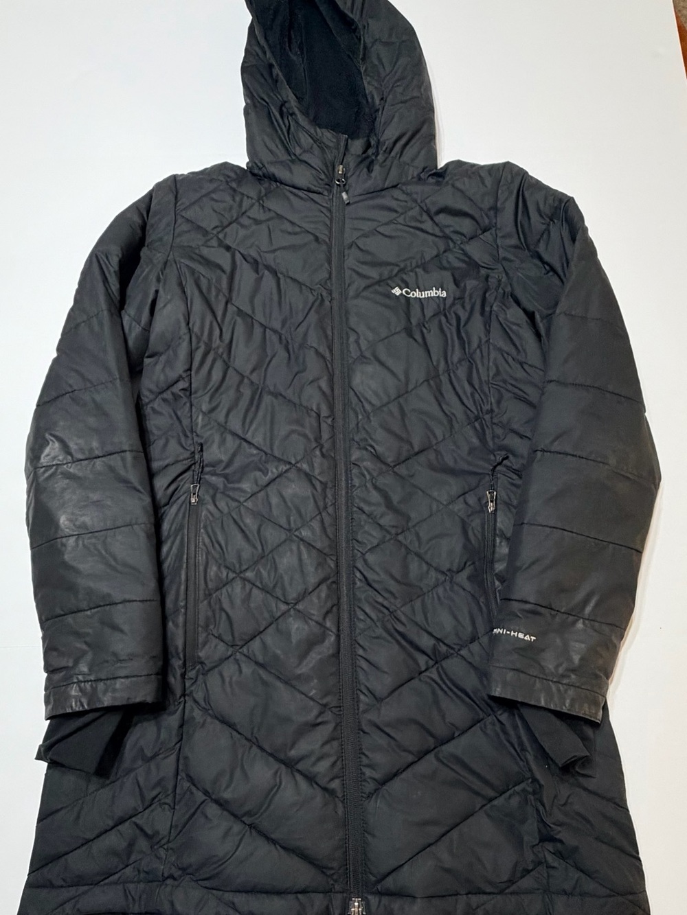 Columbia Black Quilted Hooded Long Puffer Coat
